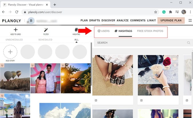 Discover Tab to use Planoly to manage Instagram