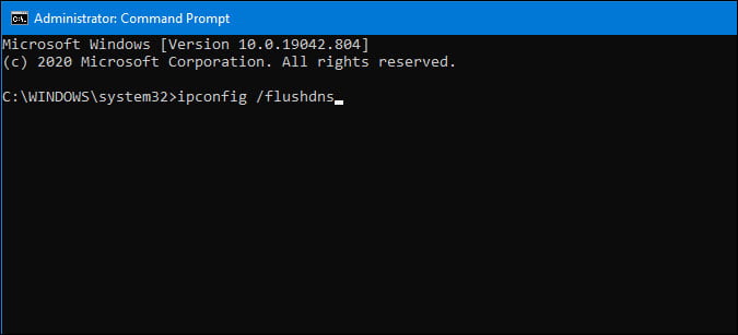 Flush DNS cache using command prompt on Windows 10