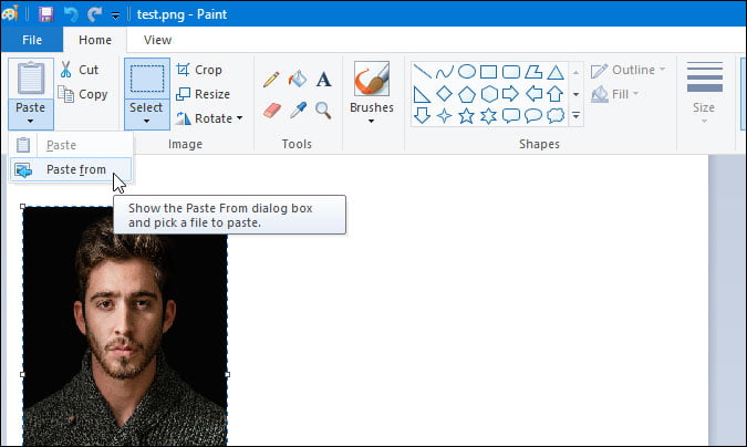 Paste the second image in paint on Windows 10