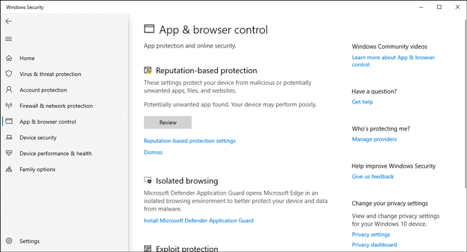 Reputation-based protection in windows defender