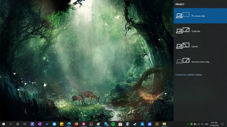 Projection setting to fix the taskbar missing on Windows 