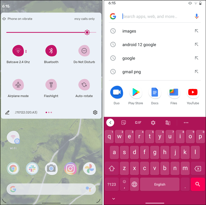 Android 12 theme options