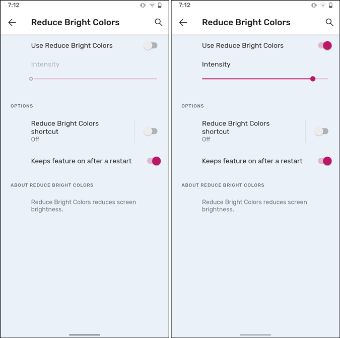 Reduce bright colors, android 12