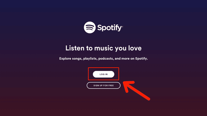 Spotify login page on PS5