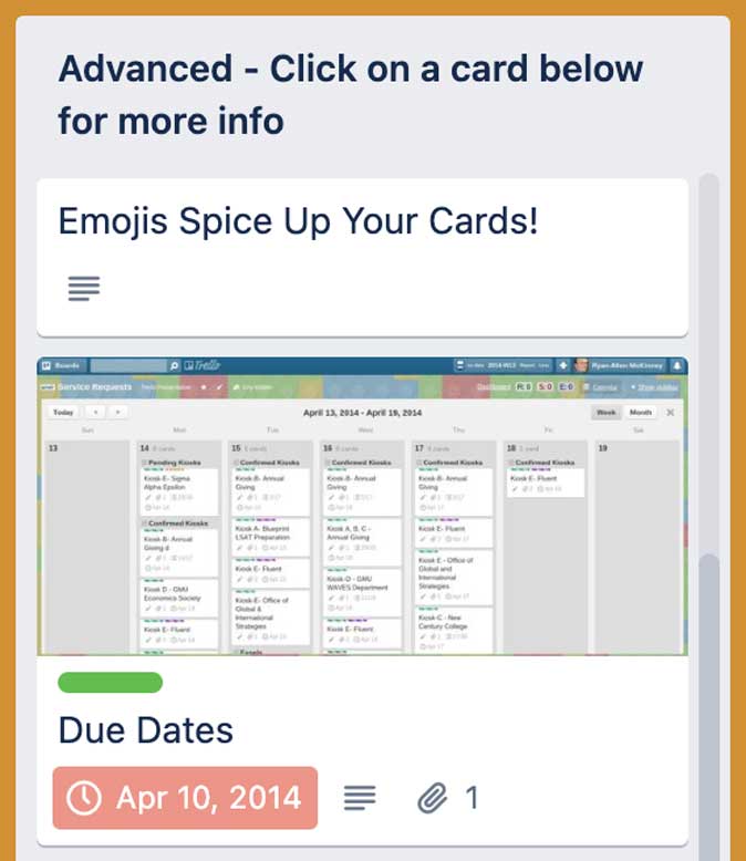 Trello Easy cards with well-defined parameters