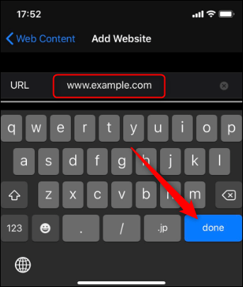 add website URL to restrict on iPhone firefox