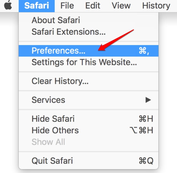 Preferences option to clear the cache on safari platform