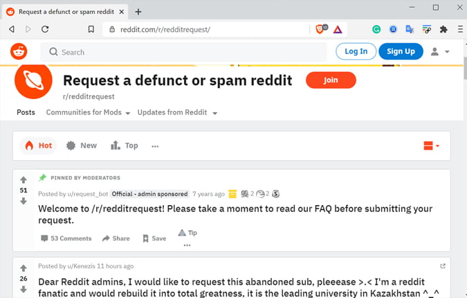 Request a defunct Subreddit
