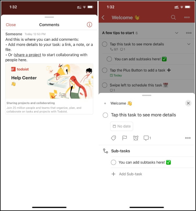 Sharing and collaboration in Todoist