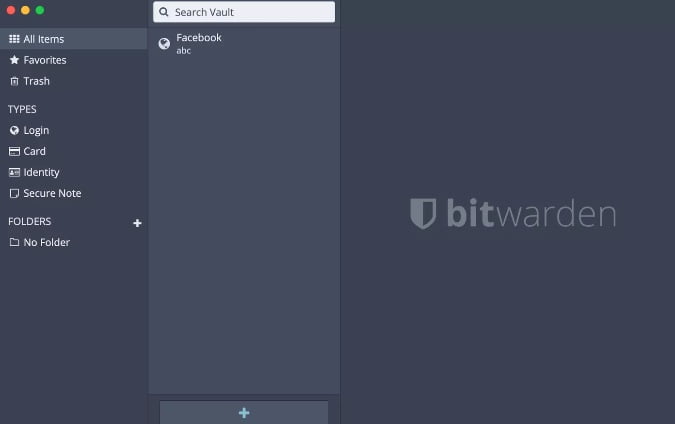 Bitwarden's user interface