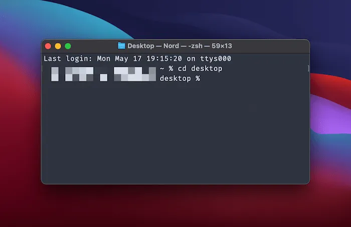 Navigating to a directory within the Terminal