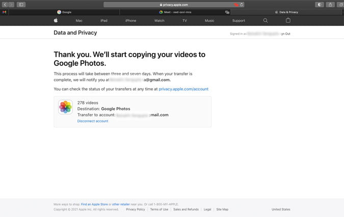 Transferring photos from iCloud to Google Photos