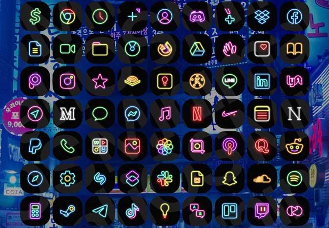 Neon iOS Icon Pack