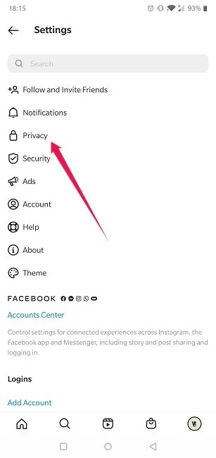 Privacy button to hide likes on Instagram 